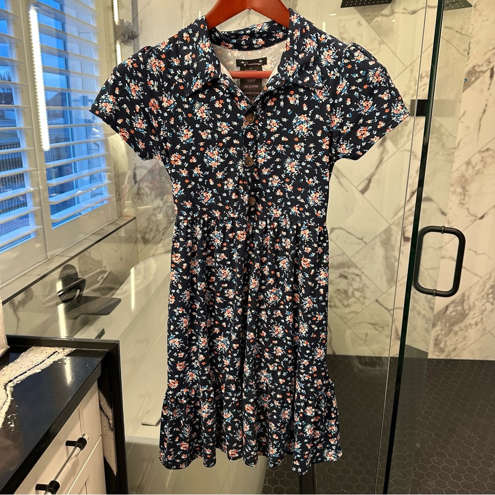Xtraordinary Floral Kids Dress - Navy and Multicolor